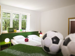 Fußballzimmer im Landhotel Beverland, Themenzimmer, Themenhotel, Soccer Room, Fußballzimmer